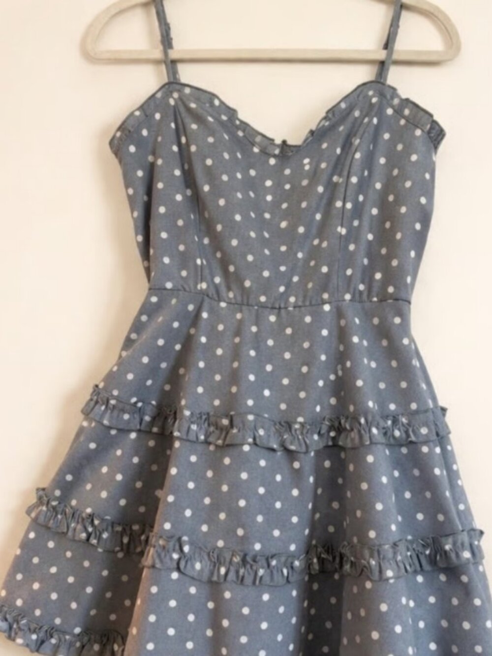 Blue Polka Dot Ruffle Mini Dressed